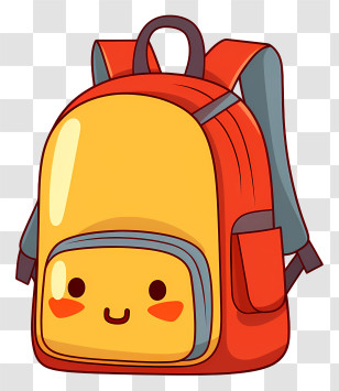 Cartoon Backpack - Cute Cartoon Backpack With A Smiley Face Transparent PNG