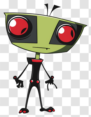 Invader Zim - Green Alien Cartoon Character With Red Eyes Transparent PNG