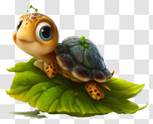 World Turtle Day - Cute Turtle On Leaf Illustration Transparent PNG