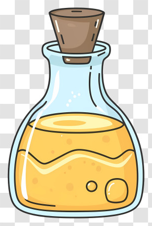 Cartoon - Glass Bottle Of Oil With Cork Top Transparent PNG