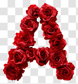 Floral Letter A - Letter A Decorated With Red Roses Transparent PNG