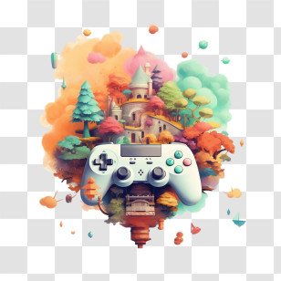Video Games Day - Game Controller With Fantasy Background Transparent PNG