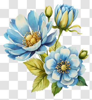 Blue Flowers - Beautiful Blue Flowers Illustration Transparent PNG
