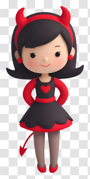 Girl Wearing Devil Costume - Girl In Devil Costume Transparent PNG
