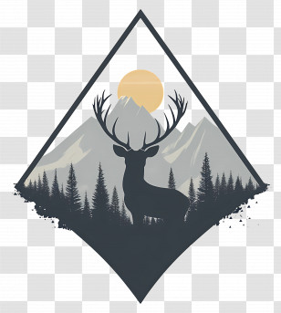 Deer Silhouette - Deer In Mountain Landscape Transparent PNG