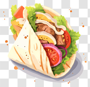 Hamburger - Delicious Shawarma Wrap With Vegetables And Sauce Transparent PNG