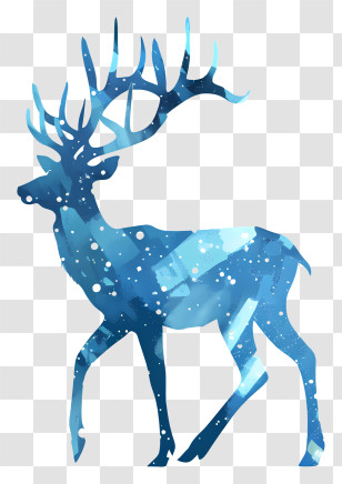 Deer Silhouette - Blue Deer With Antlers Transparent PNG