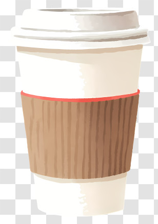 Paper Cup - Coffee Cup With Brown Paper Sleeve Transparent PNG