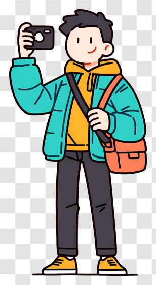 Anime Boy Selfie - Casual Person Taking A Selfie Transparent PNG