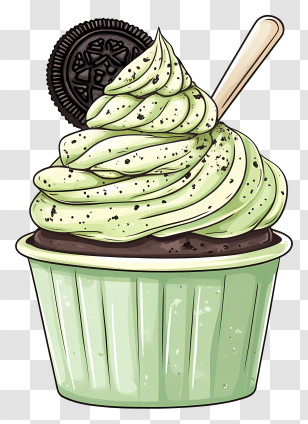 Oreo Cupcake - Mint Cupcake With Oreo Transparent PNG