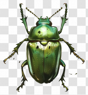 Green Beetle - Detailed Green Beetle With Natural Texture Transparent PNG