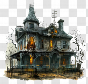 Haunted House - Spooky Haunted House With Gothic Details Transparent PNG