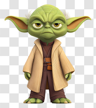 Yoda - Green Cartoon Character In Robe Transparent PNG