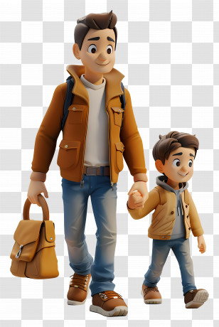 Father And Son Animated - Father And Son Walking Together Transparent PNG