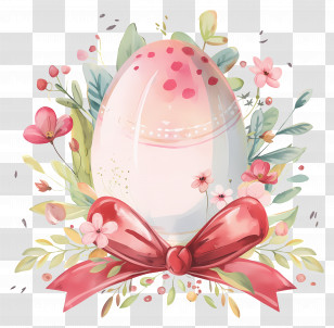 Easter Egg - Decorative Egg With Flowers For Easter Transparent PNG