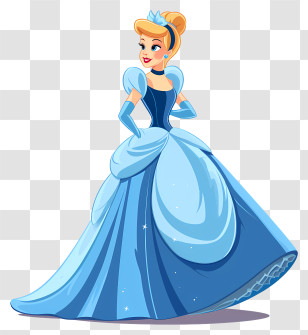 Cinderella - Elegant Cartoon Princess In Blue Dress Transparent PNG