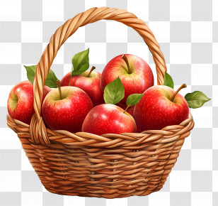 Apple Basket - Wicker Basket Full Of Red Apples Transparent PNG