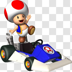 Character - Toad Racing In Kart Transparent PNG