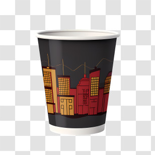 Paper Coffee Cup - Cityscape Decorated Paper Coffee Cup Design Transparent PNG