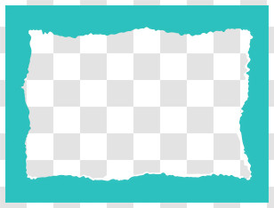 Black Rectangle - Torn Paper Frame With Teal Border Transparent PNG