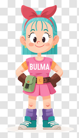 Bulma - Bulma Cartoon Girl In Pink Dress Transparent PNG