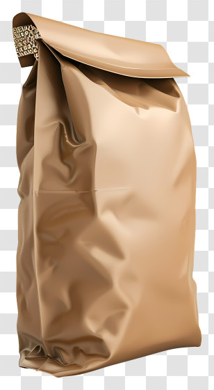 Coffee Bag - Brown Paper Bag With Folded Top Transparent PNG