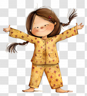 Cute Girl - Happy Girl In Cozy Pajamas Illustration Transparent PNG