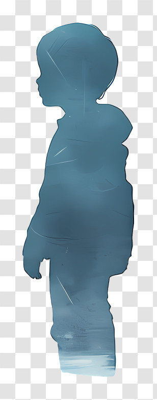 Little Boy - Silhouette Of A Child In Blue Transparent PNG