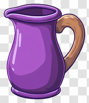 Milk Jug - Purple Pitcher With Wooden Handle Design Transparent PNG