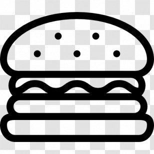 Hamburger Cheeseburger Street Food Bacon French Fries - Black And White Transparent PNG