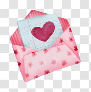 Red Envelope With Heart - Love Letter In Pink Envelope Transparent PNG