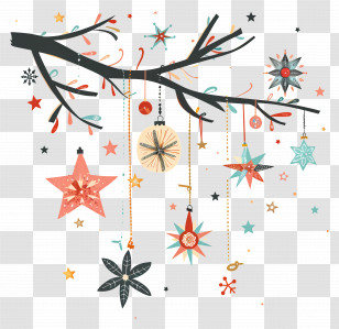 Christmas Decoration - Holiday Decorations With Hanging Ornaments Transparent PNG