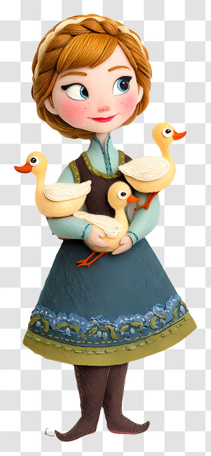 Frozen Anna Holding Ducks - Girl Holding Ducks Transparent PNG