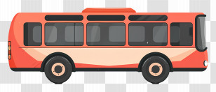 Bus - Cartoon Orange Bus Illustration Transparent PNG