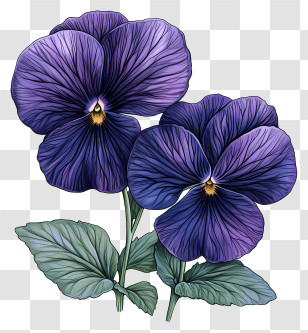 Viola Flower - Beautiful Purple Flowers Illustration Transparent PNG