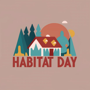 World Habitat Day - Minimalist Habitat Day Logo With Nature And Home Design Transparent PNG