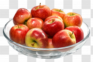 Apple - Red Apples In Glass Bowl Illustration Transparent PNG