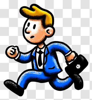 Simple Character Icon - Running Businessman Cartoon Doodle Transparent PNG