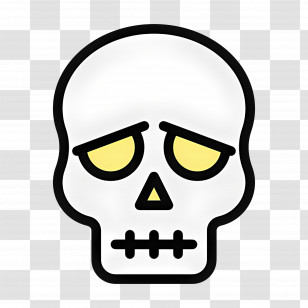 Skull Emoji - Cartoon Skull Illustration With Yellow Eyes Transparent PNG