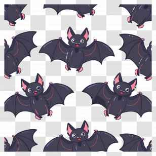 Flying Bats - Cute Cartoon Bats Pattern For Halloween Transparent PNG