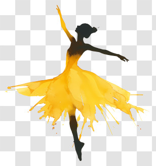 Dancer Silhouette - Elegant Yellow Ballerina Silhouette Transparent PNG