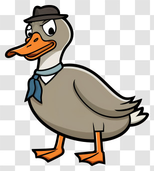 Cartoon Duck - Cartoon Duck Wearing Hat And Scarf Transparent PNG