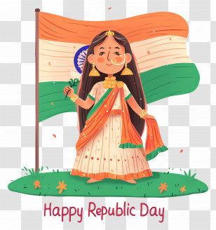 Indian Republic Day - Happy Republic Day Illustrated Celebration Transparent PNG