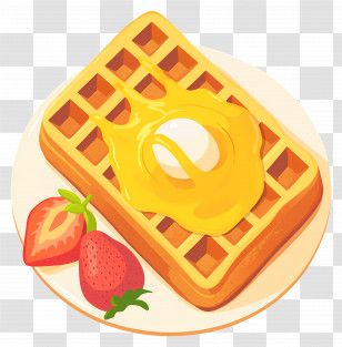 Waffle - Waffle With Butter And Strawberries Transparent PNG