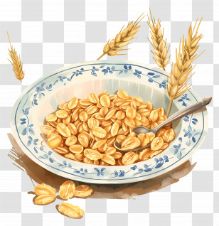 Bowl Of Oats - Bowl Of Oats With Wheat Transparent PNG