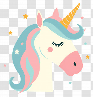 Cute Unicorn - Unicorn Illustration With Rainbow Mane Transparent PNG