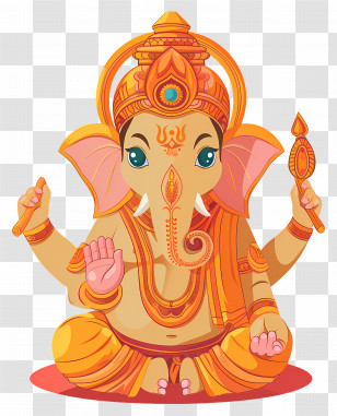 Ganesh Chaturthi - Orange Ganesha Sacred Hindu Illustration Transparent PNG