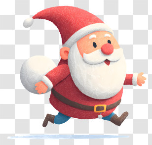 Christmas Gnome - Cute Santa Claus Running Cartoon Transparent PNG