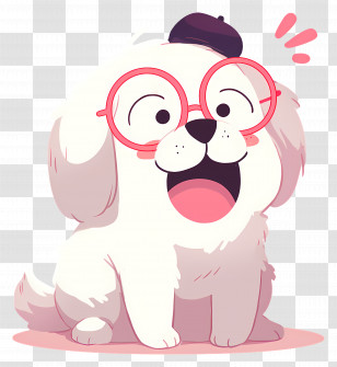 Cute White Dog - Cute White Dog With Glasses Transparent PNG