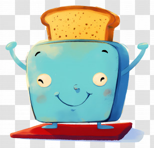 Cartoon Toaster With Toast - Happy Toaster With Bread Transparent PNG